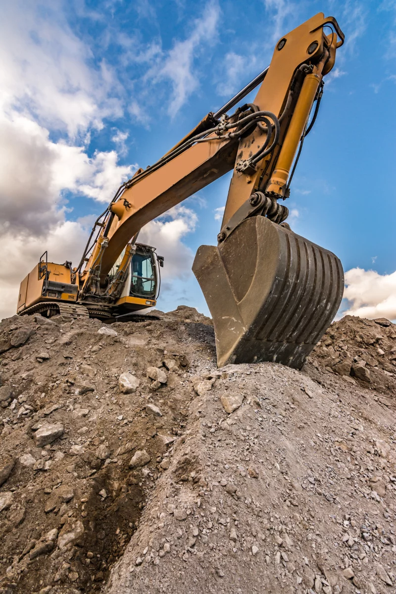 Crawler excavator at a mining site